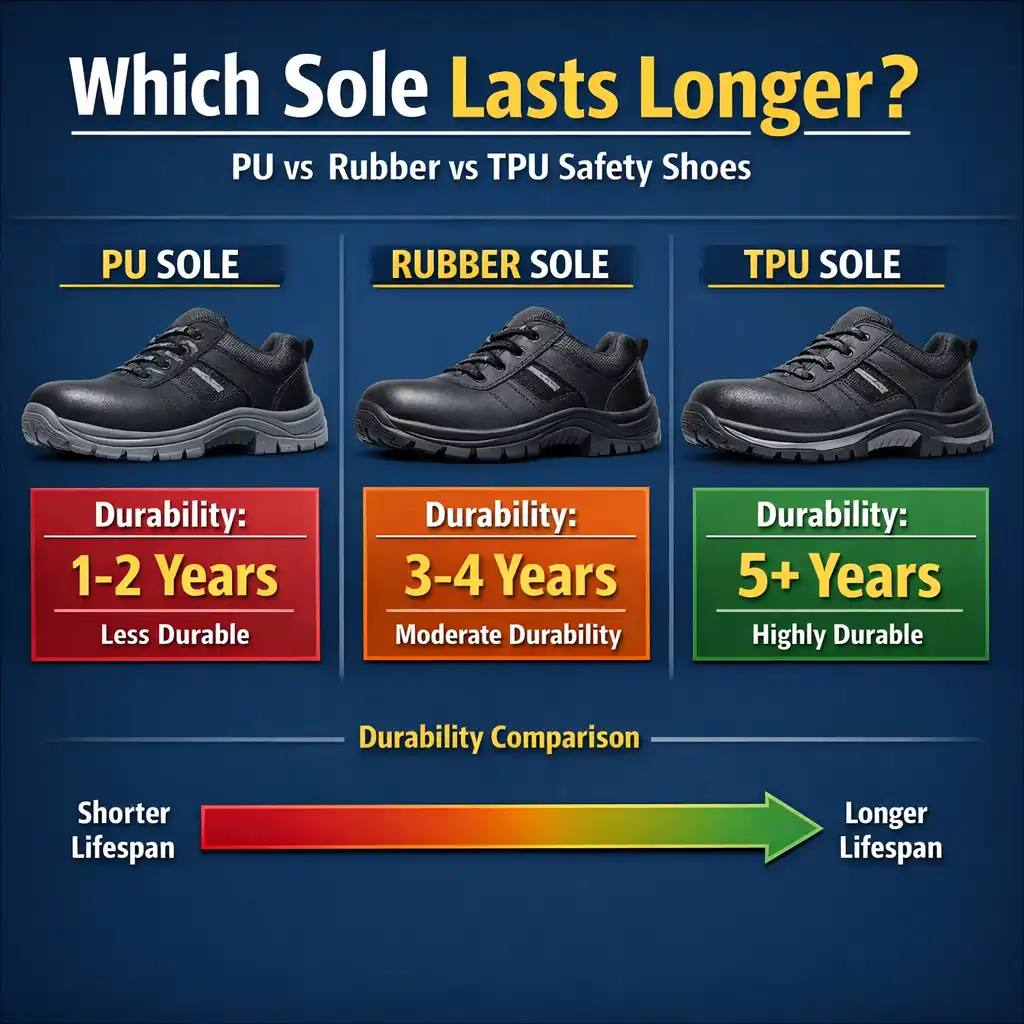 Which Sole Lasts Longer: PU, Rubber, or TPU Safety Shoes?